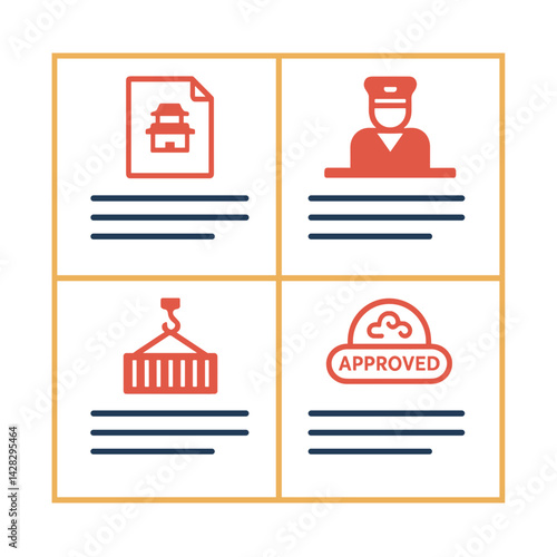 Vector elements representing Asian customs tariffs   