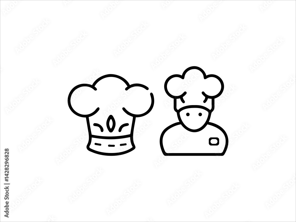 Obraz premium Simple black line art chef icon set