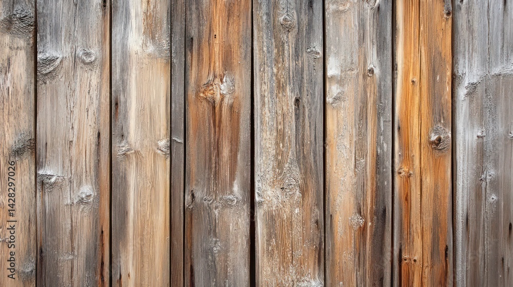 Naklejka premium Wooden wall texture with vertical slats.
