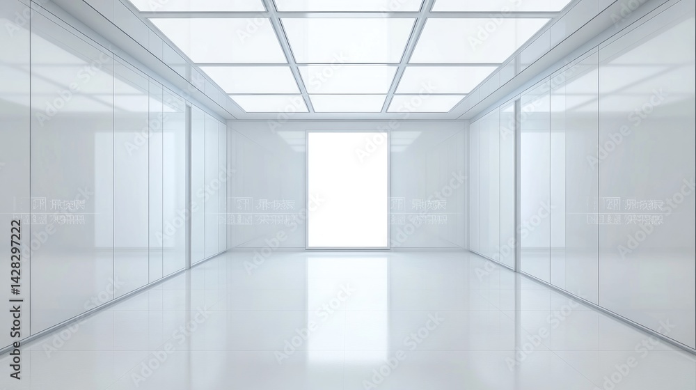 Modern, minimalist white interior with a large window. Modern, minimalist white interior with a large window.