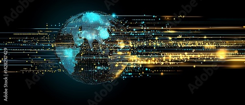 Dynamic global connectivity digital world abstract visualization futuristic creative concept