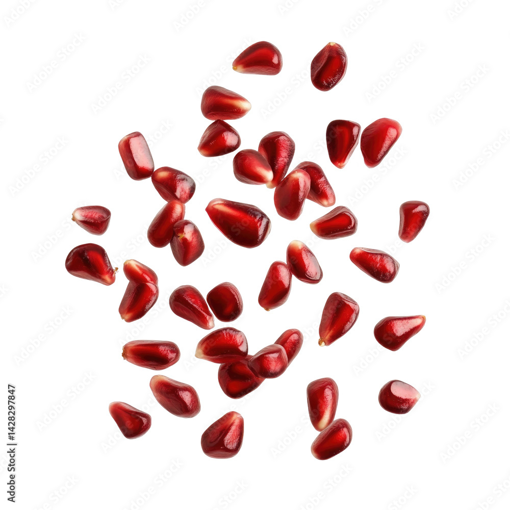 Pomegranate Seeds Falling On isolated on a transparent background Pomegranate Seeds Falling On isolated on a transparent background