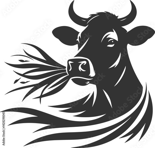 Vector silhouette of a cow