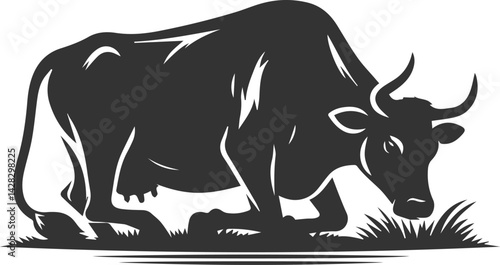 Vector silhouette of a cow