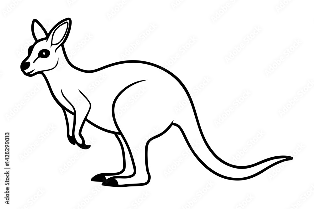 Fototapeta premium Kangaroo One-Line Sketch