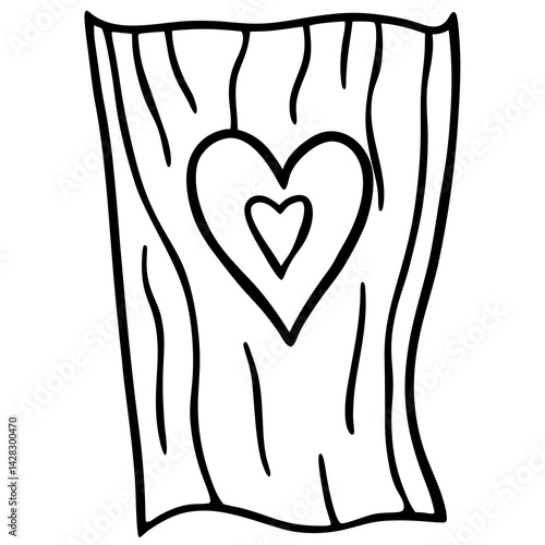 Nature-Inspired Carved Heart Line Drawing