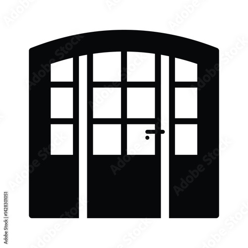 Easy to edit glyph style icon deciding wooden doorway