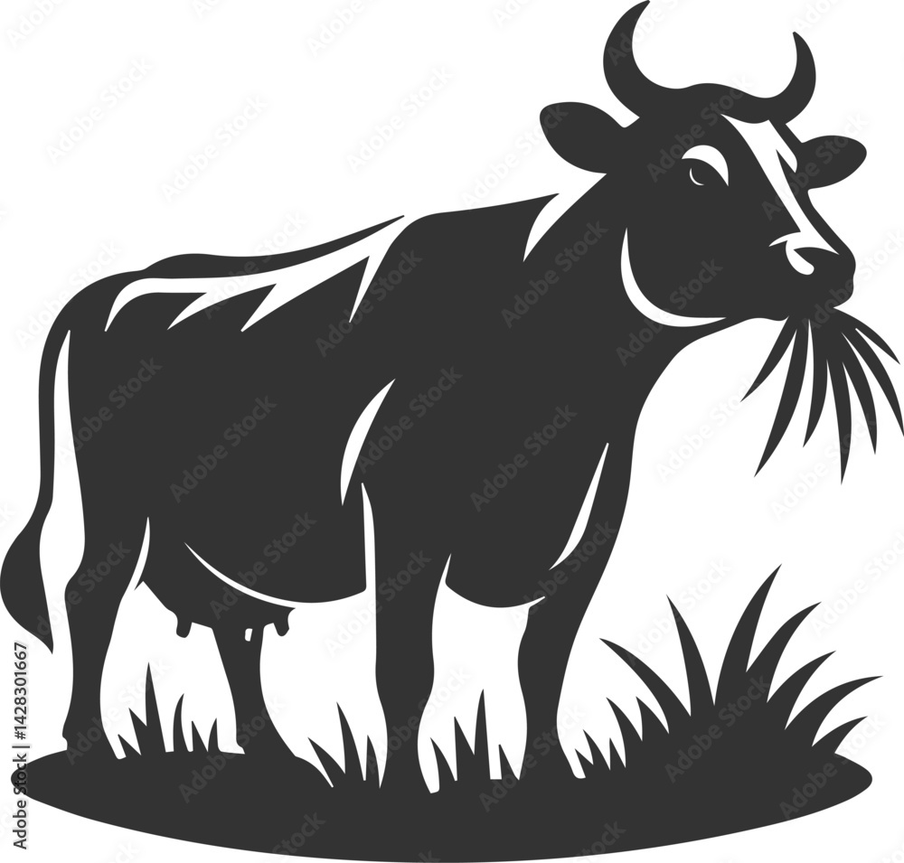 Fototapeta premium Vector silhouette of a cow