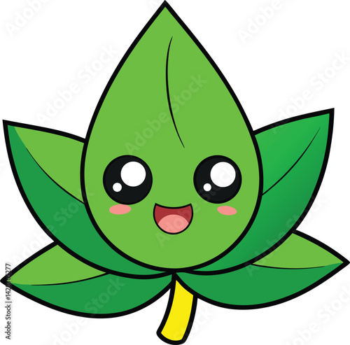 green leaf with a smile vector design illustration