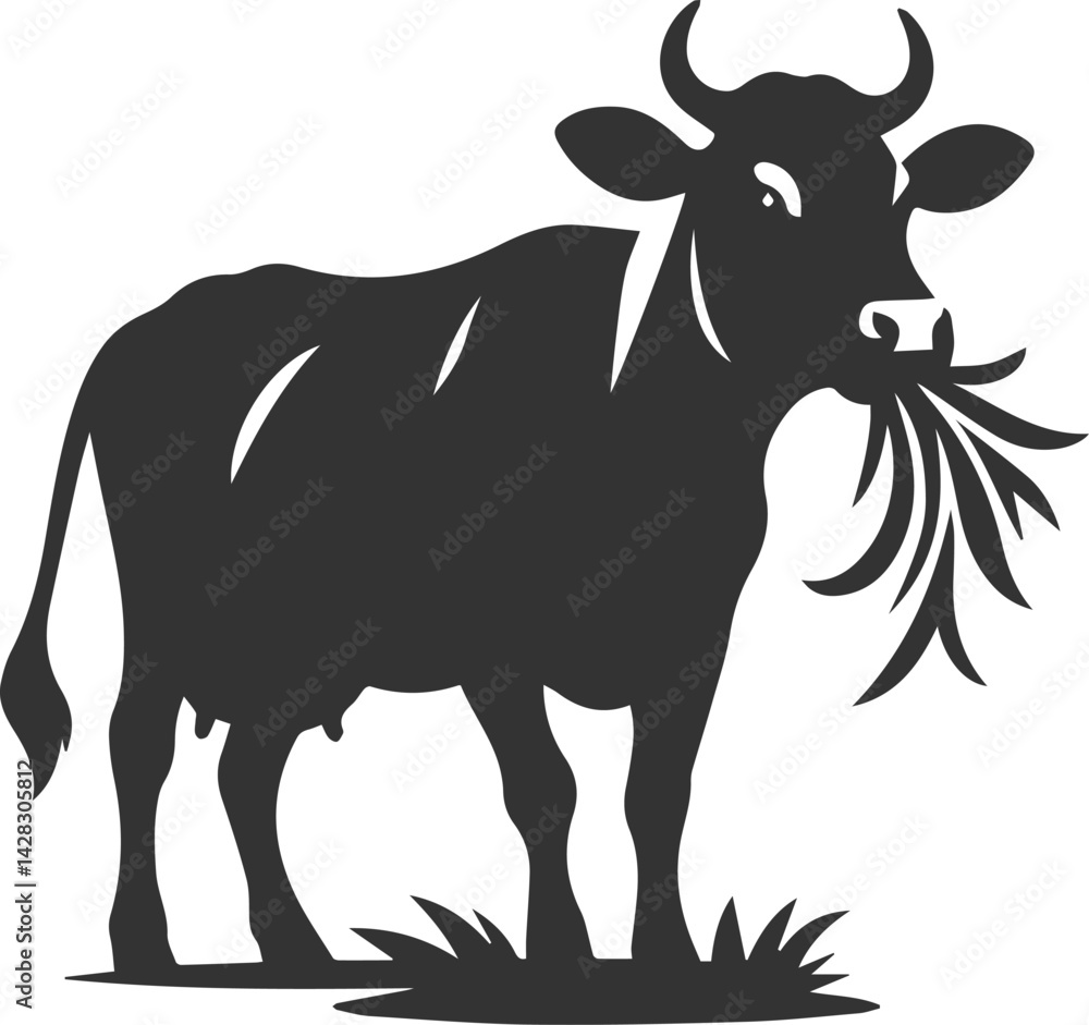 Fototapeta premium Vector silhouette of a cow