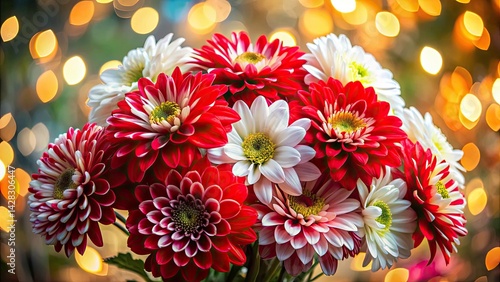 Stunning Red & White Floral Bouquet, Blossom Display, Rule of Thirds Photography