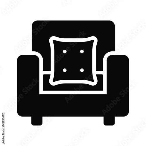 Download our premium glyph style icon showing sofa seat