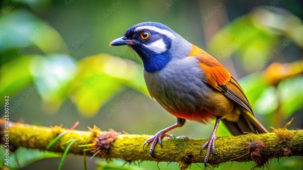 Fototapeta premium Sumatran Laughingthrush Bird Photo - High Depth of Field Forest Habitat Image
