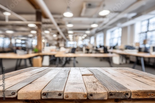 Wallpaper Mural Wooden table in a modern office Torontodigital.ca