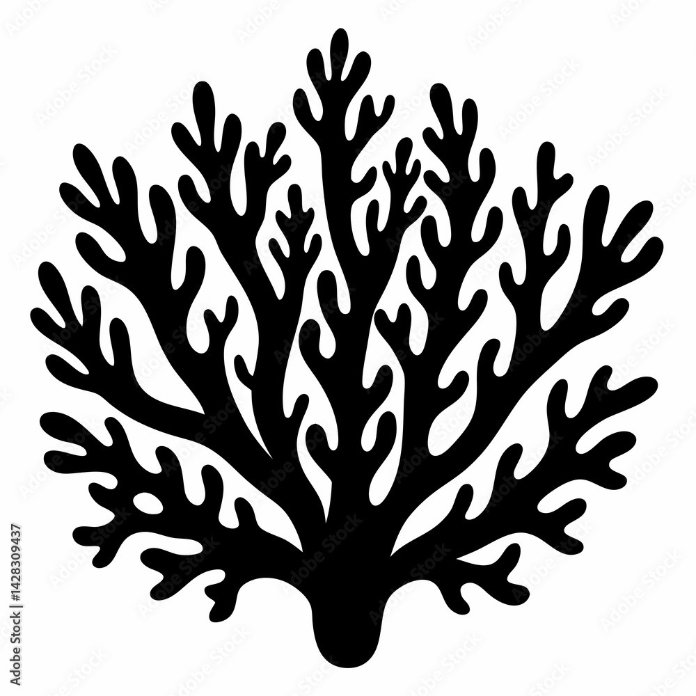 Obraz premium Ocean Coral Silhouette Vector Art