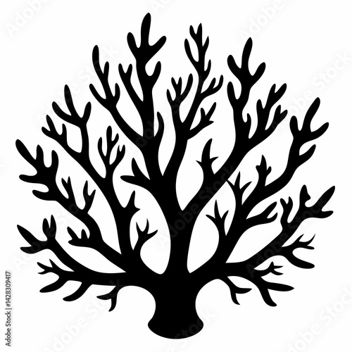 Ocean Coral Silhouette Vector Art