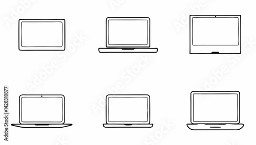 set of laptop vector icons on differents style  no.eps