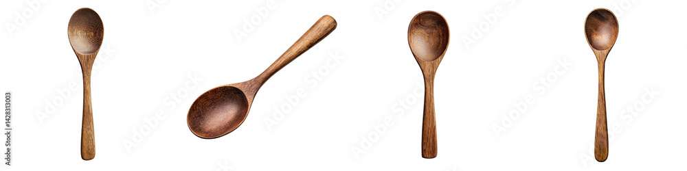 Obraz premium Wooden spoons, classic kitchen utensils for cooking and serving.