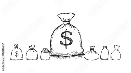 Money bag line art minimalist vector design for financial success