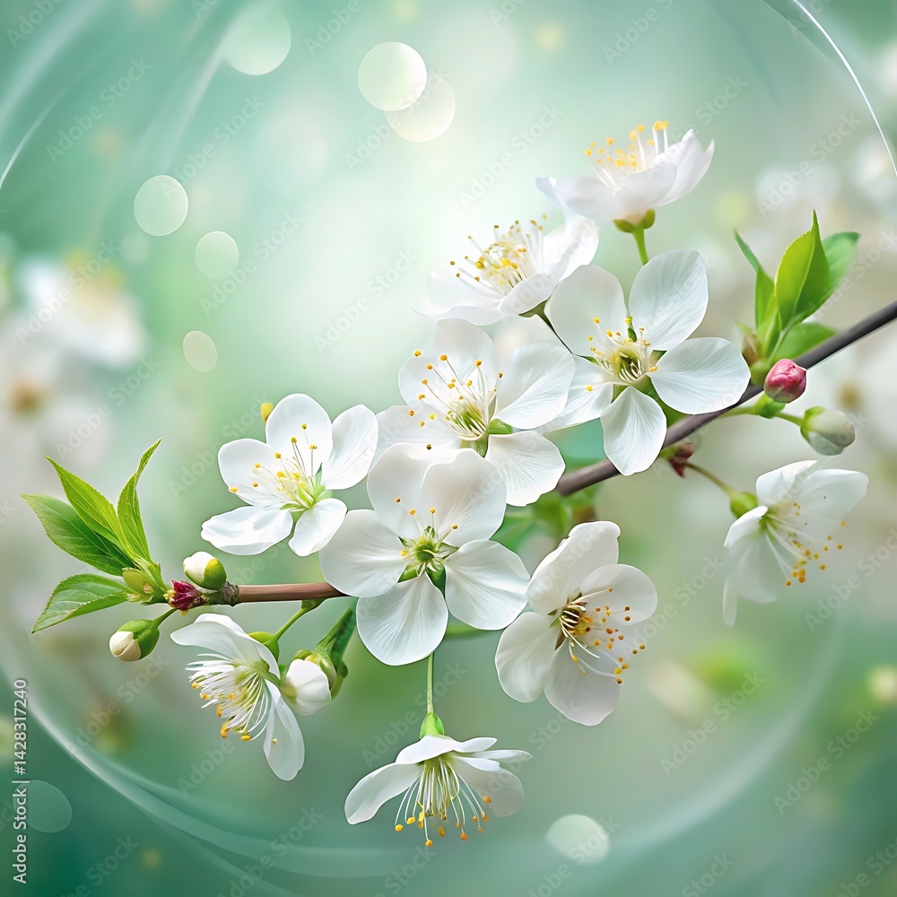 Obraz premium Ethereal flower art vibrant turquoise water splash soft gradient background