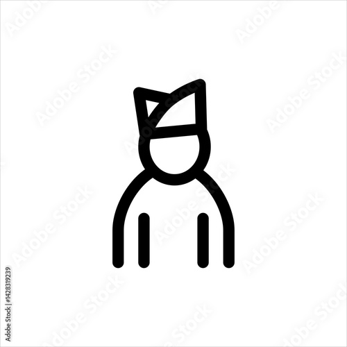 A character in a headdress, perhaps a chef, confectioner, or a service staff member. Vector graphic icon with editable lines.