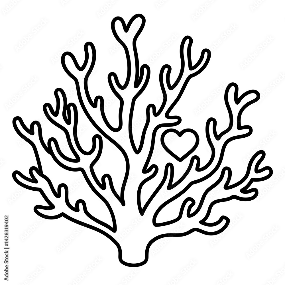 Romantic Coral Reef Line Art Design