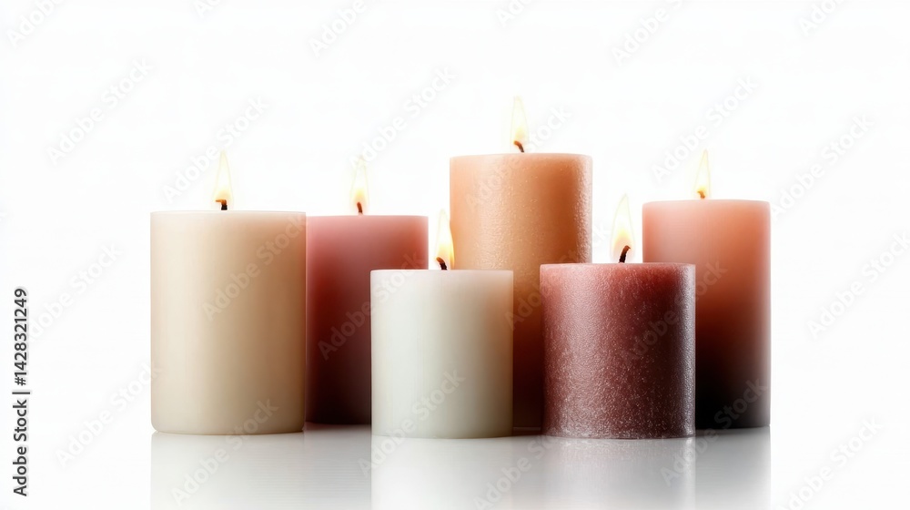 An aesthetically pleasing arrangement of colorful lit candles provides a calm and soothing visual, enhancing any space with its warm glow and inviting feel. An aesthetically pleasing arrangement of colorful lit candles provides a calm and soothing visual, enhancing any space with its warm glow and inviting feel.