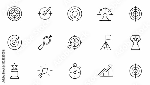 target set of web icons in line style  goal target (2).eps