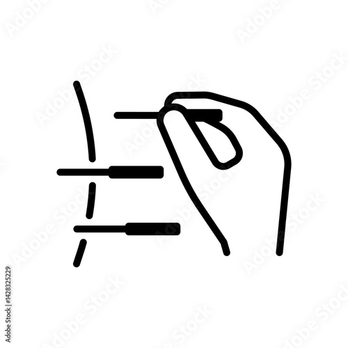 Acupuncture, hand with medical needles and body, line icon. Alternative medicine. Body therapy and spa, wellness and acupressure. Vector illustration