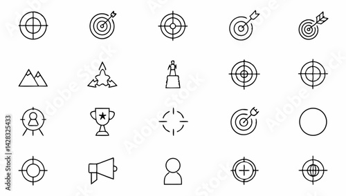 target set of web icons in line style  goal target.eps