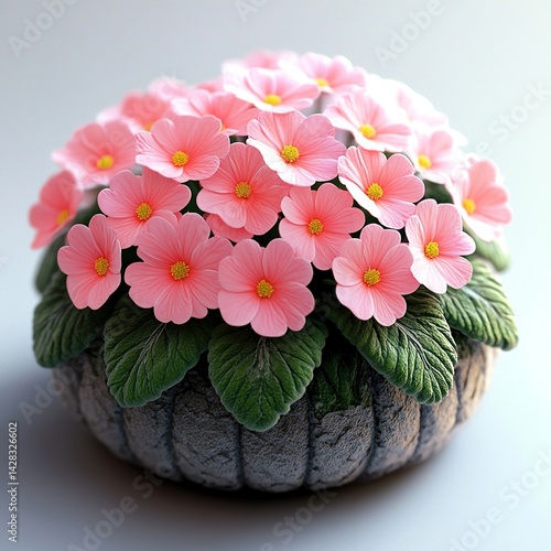 A beautiful Primrose flower 3d Clipart isolated on a white background
