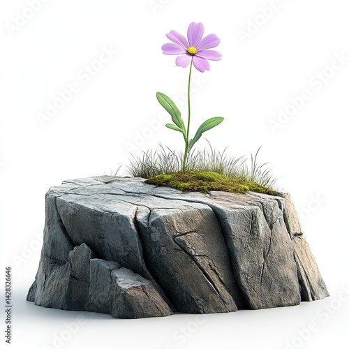 A beautiful Primrose flower 3d Clipart isolated on a white background