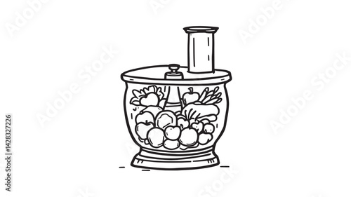 Food Processor line art illustration modern kitchen design creative outline