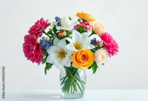 Wallpaper Mural Elegant floral arrangement in glass vase, minimalist backdrop,  texture, delicate Torontodigital.ca