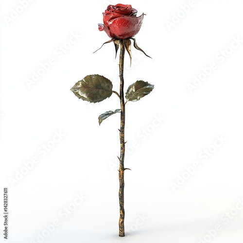 A Beautiful rose 3d Clipart isolated on a white background