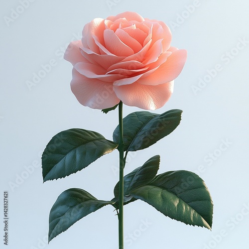 A Beautiful rose 3d Clipart isolated on a white background