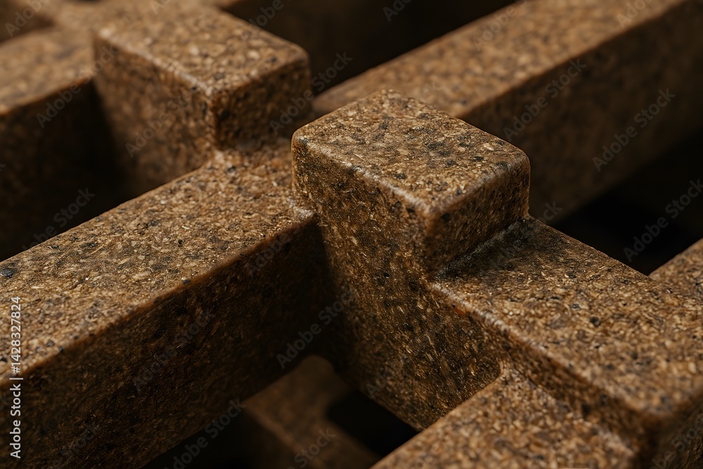 Textured surface of interlocking geometric shapes in earthy tones. Textured surface of interlocking geometric shapes in earthy tones.