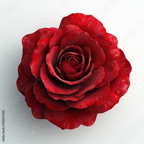 A Beautiful rose 3d Clipart top view isolated on a white background