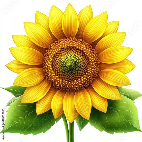 A beautiful sunflower isolated on a white background
