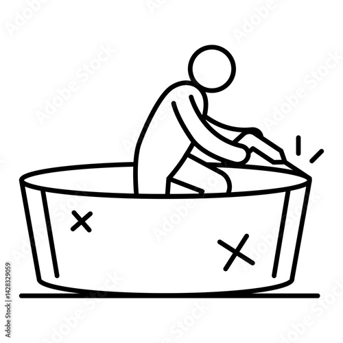 Cleaning Hot Tub Icon. Activity-based illustration for lifestyle, home, or outdoor task contexts