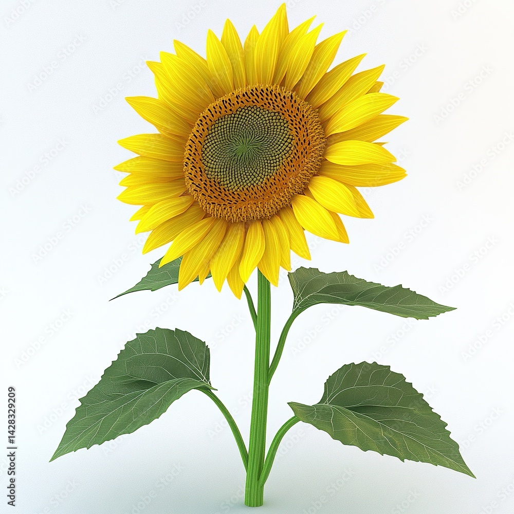 Fototapeta premium A beautiful sunflower isolated on a white background