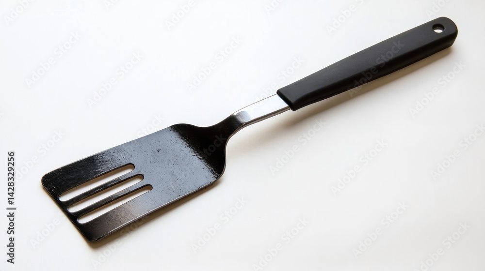 Naklejka premium Black spatula with a plastic handle