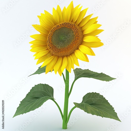 A beautiful sunflower isolated on a white background