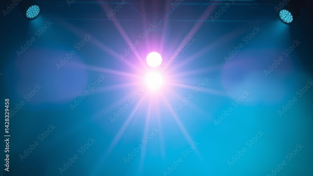 Fototapeta premium Bright Stage Lighting with Vivid Lens Flare Effects Professional Studio Setup for Concerts or Shows