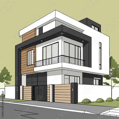 modern, concept, drawing, illustration, sketch, line, building, archtect