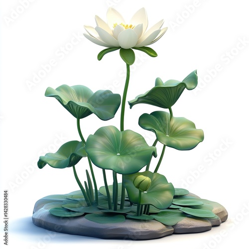 A beautiful water lily flower isolated on a white background