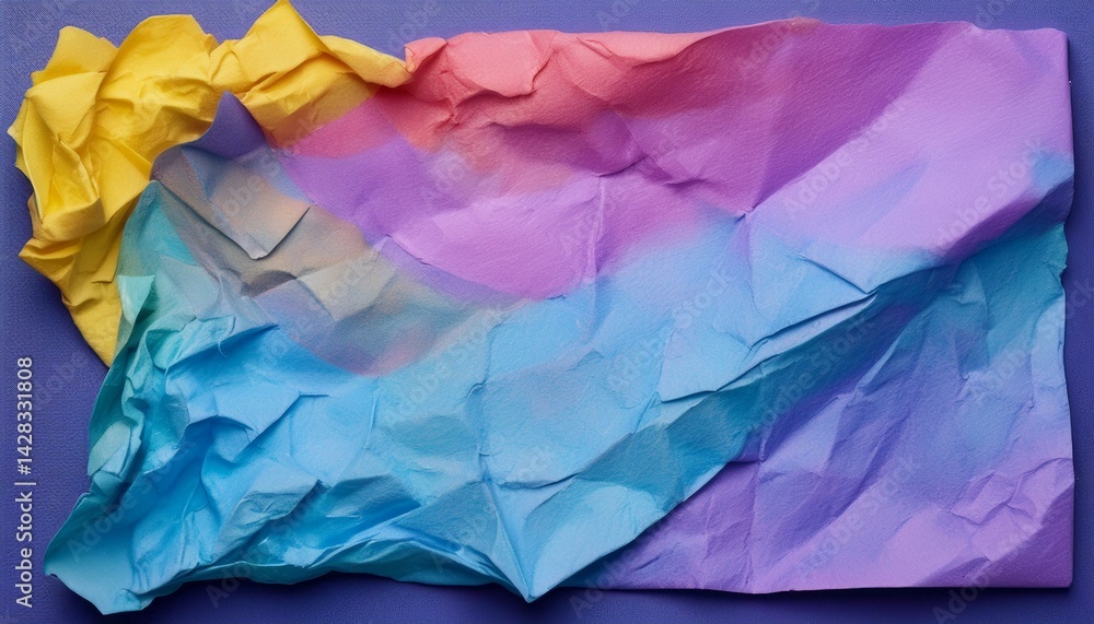 Fototapeta premium Abstract background with an aquarelle multicolored crumpled sheet of paper
