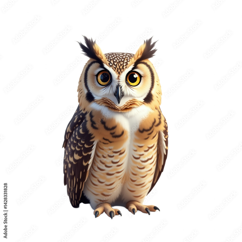 Naklejka premium Majestic Owl Portrait, transparent background, white background