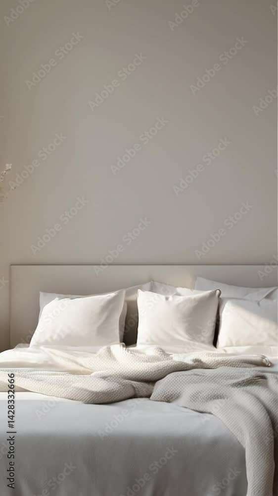Serene Minimalist Bedroom:Neutral Tones and Soft Textures Serene Minimalist Bedroom:Neutral Tones and Soft Textures