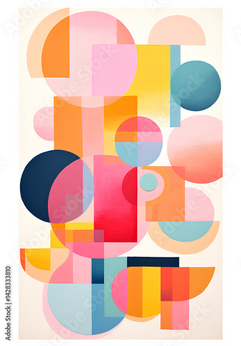 joyful and light geometric shapes in vibrant multicolor palette